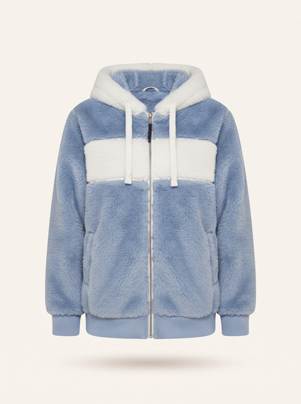 Women's Colour Block Teddy Fleece Jacket – Blue – packshot
