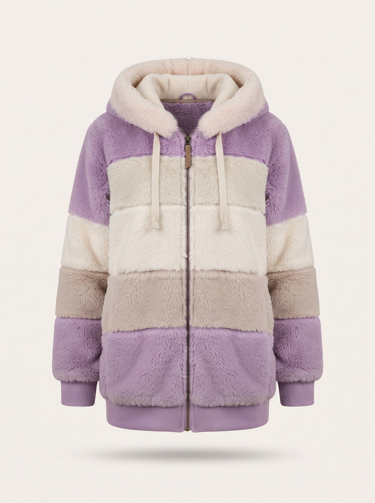 Women's Colour Block Teddy Fleece Jacket – Lilac – packshot