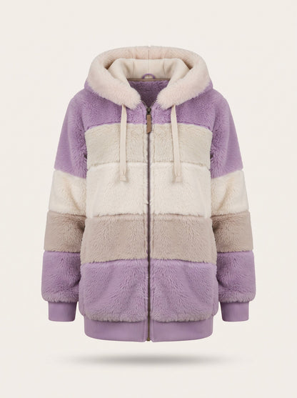Women's Colour Block Teddy Fleece Jacket – Lilac – packshot