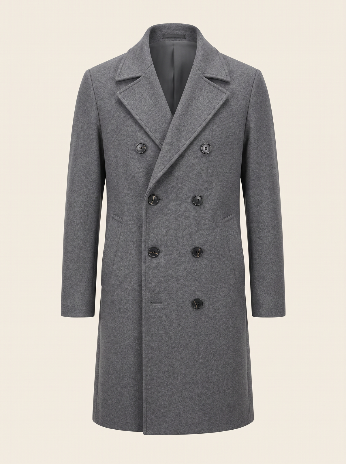 Double-Breasted Wool-Look Overcoat – Grey – product view