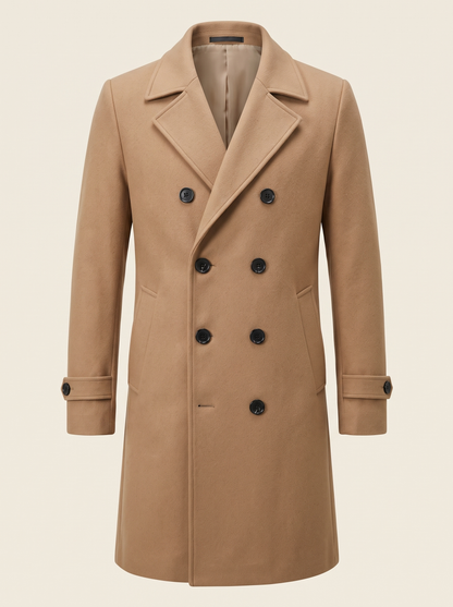Double-Breasted Wool-Look Overcoat – Khaki – product view
