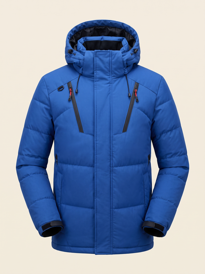 Hooded Duck Down Parka – Blue – product view