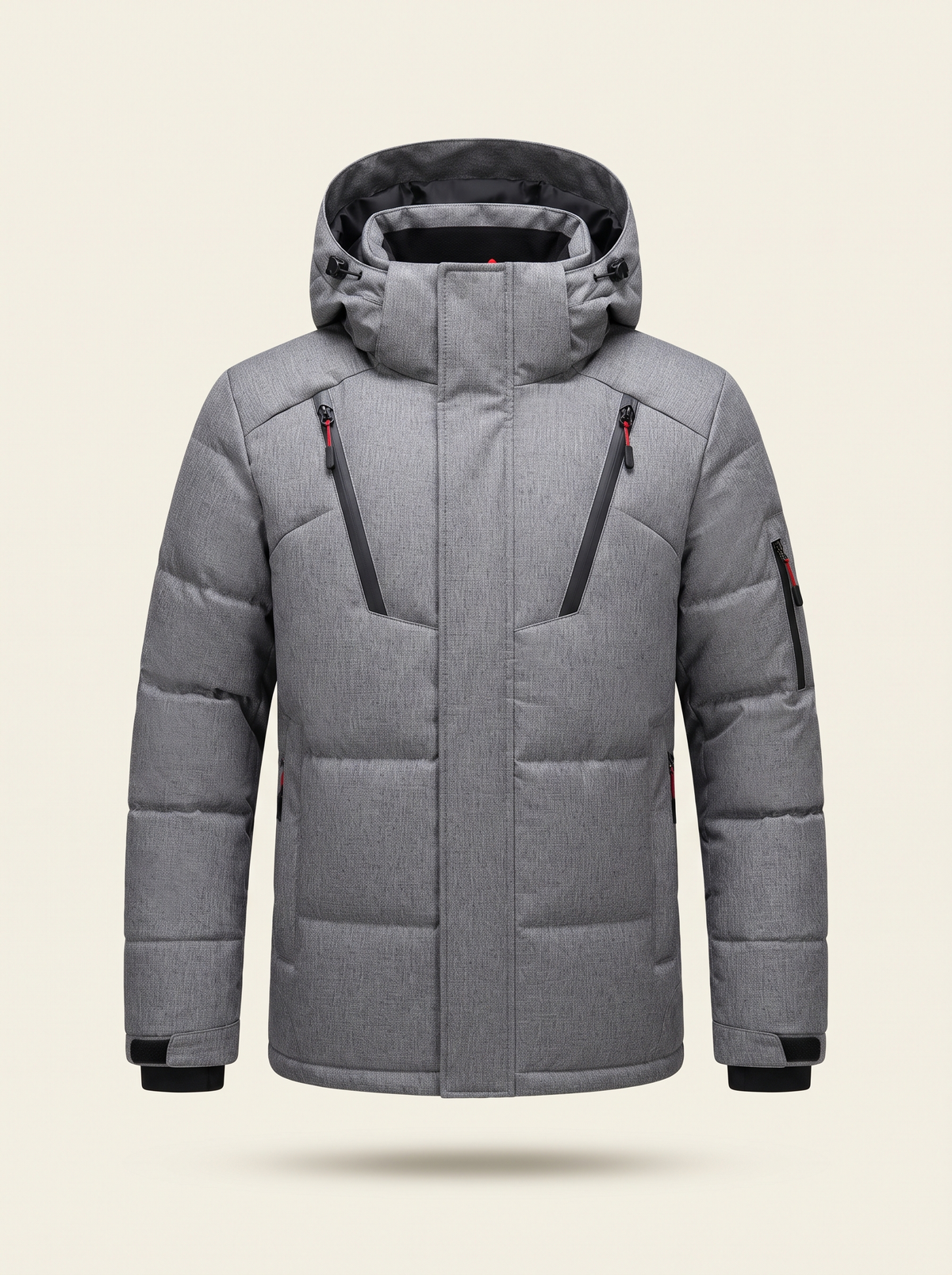Hooded Duck Down Parka – Grey – product view