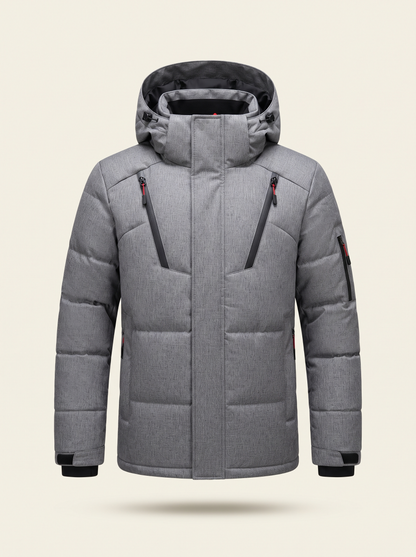 Hooded Duck Down Parka – Grey – product view