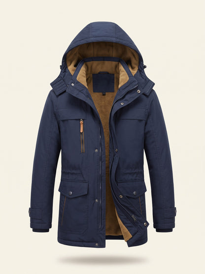Men's Fleece-Lined Parka Jacket – Blue – packshot