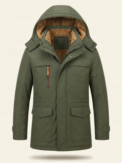 Men's Fleece-Lined Parka Jacket – Green – packshot