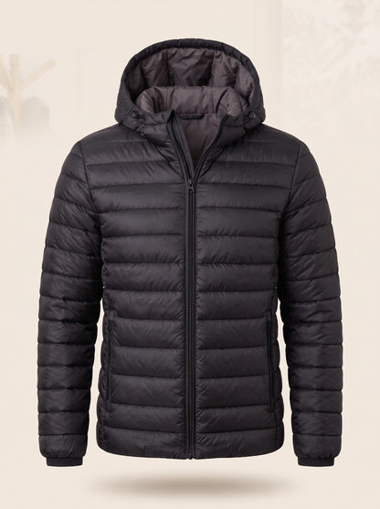 Men's Hooded Puffer Jacket – Black – packshot