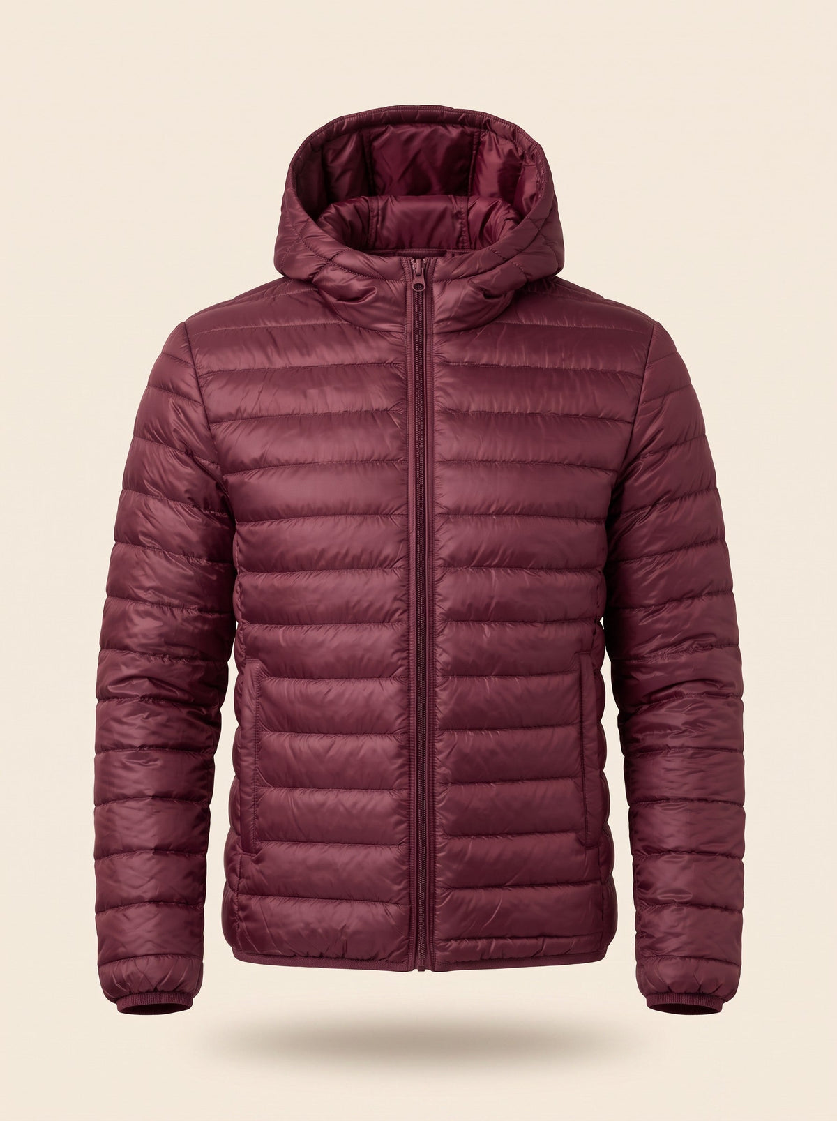 Men's Hooded Puffer Jacket – Claret – packshot