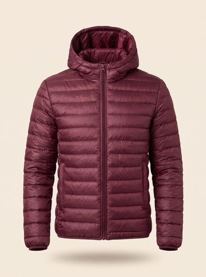 Men's Hooded Puffer Jacket – Claret – packshot