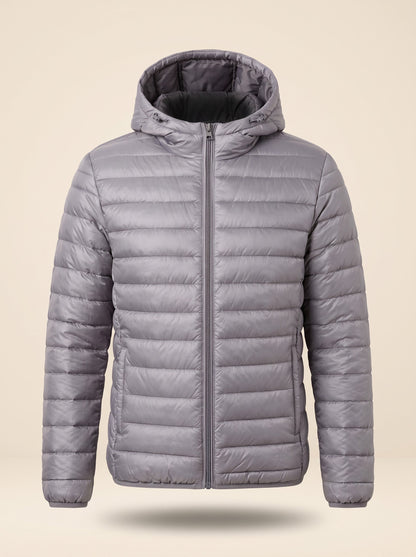 Men's Hooded Puffer Jacket – Grey – packshot