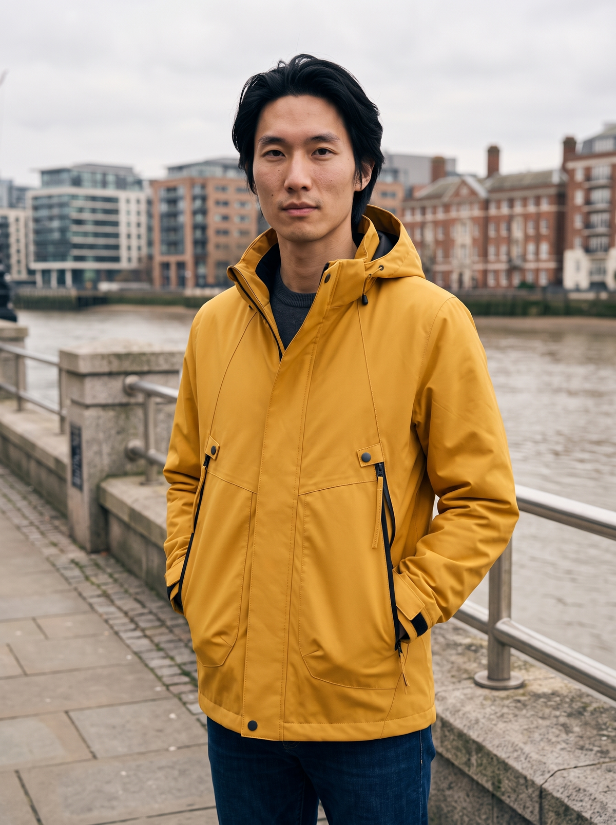 Hooded Shell Jacket – Mustard – city