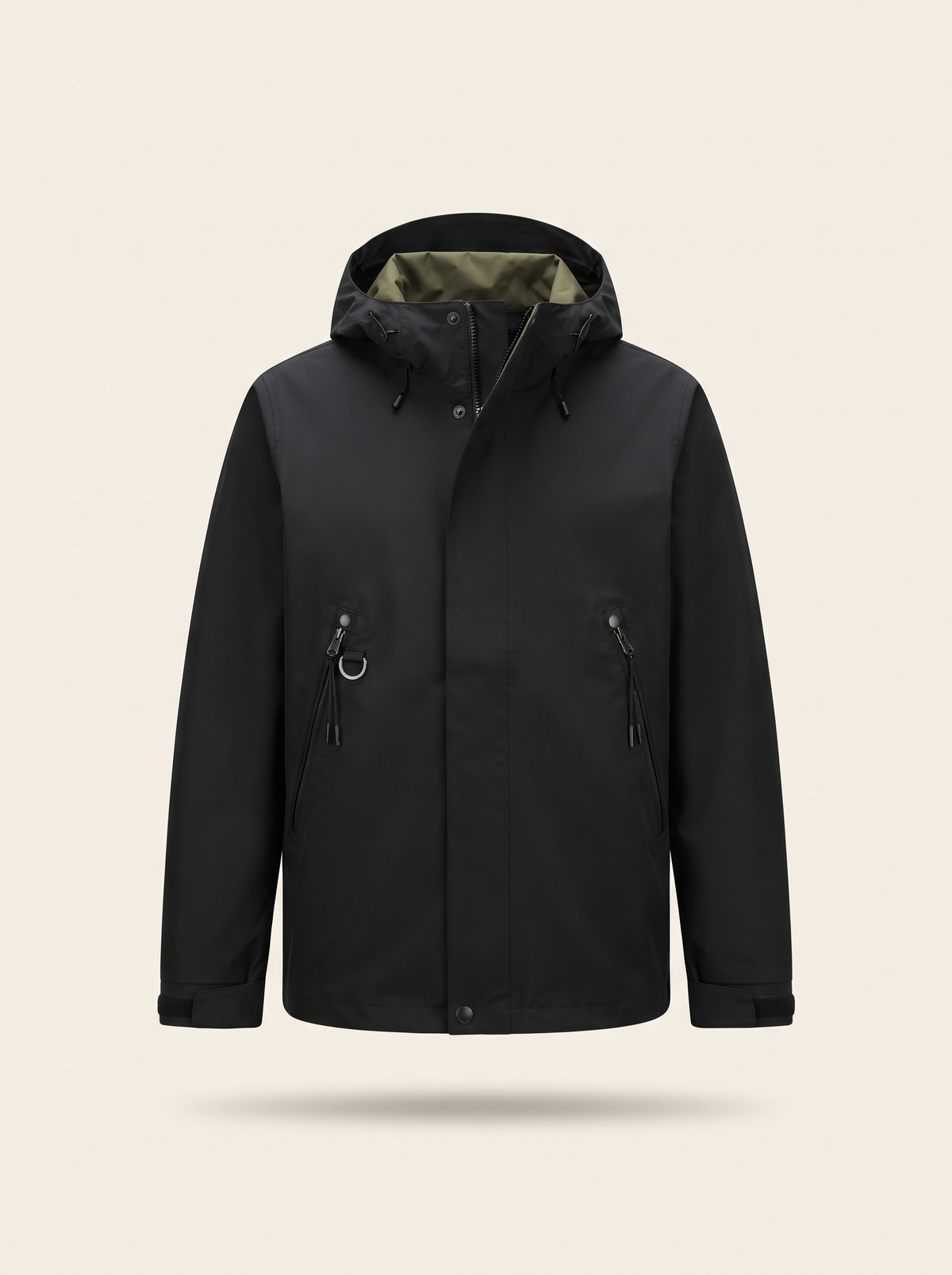 Hooded Shell Jacket – Black – product view