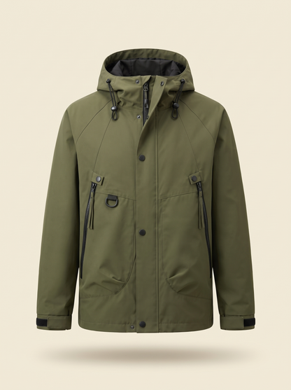 Hooded Shell Jacket – Olive – product view