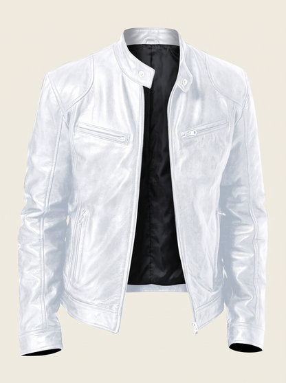 Leather-Look Biker Jacket – White – product view