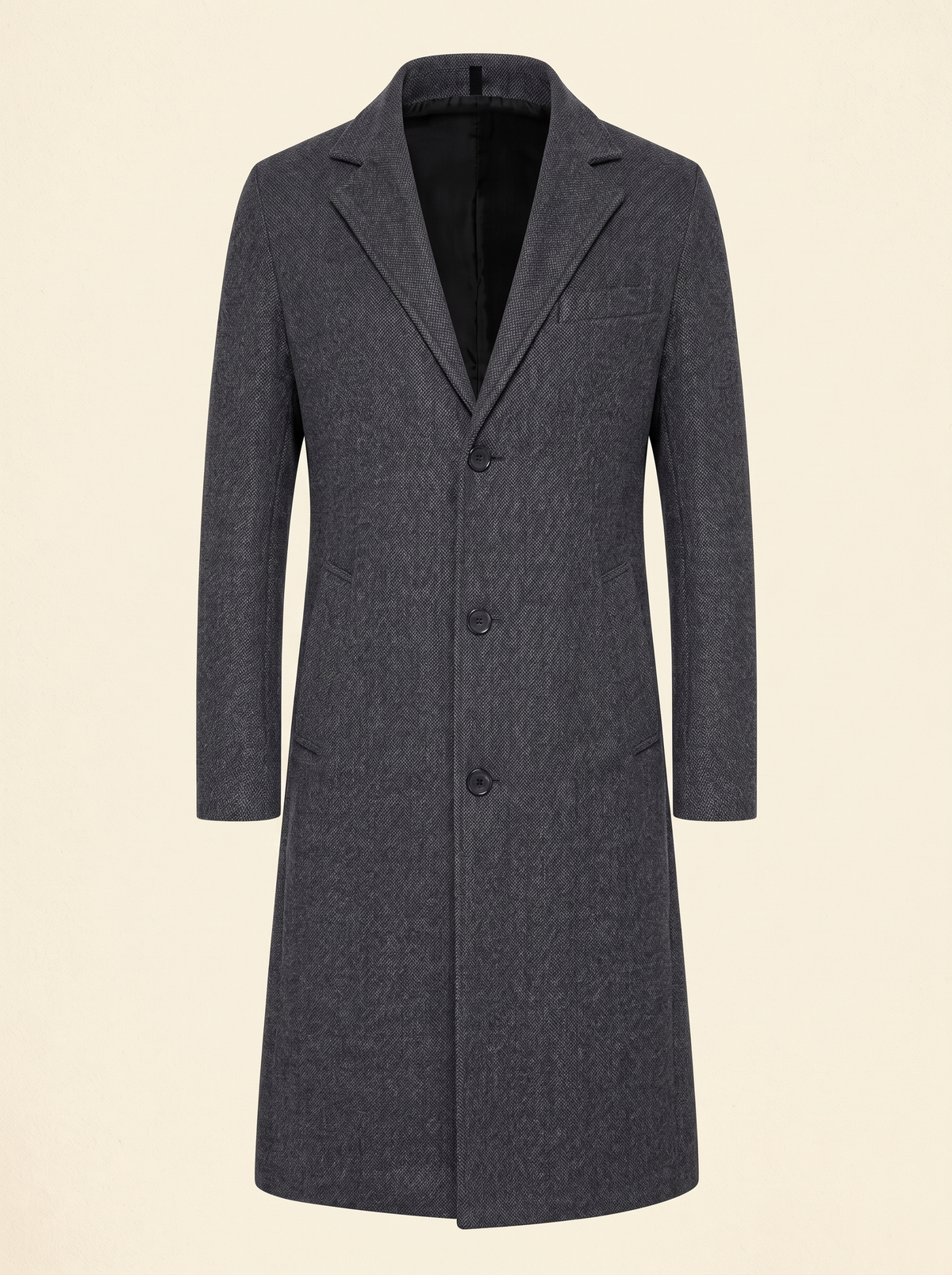 Longline Single-Breasted Overcoat – Dark Grey – product view