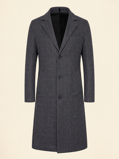 Longline Single-Breasted Overcoat – Dark Grey – product view
