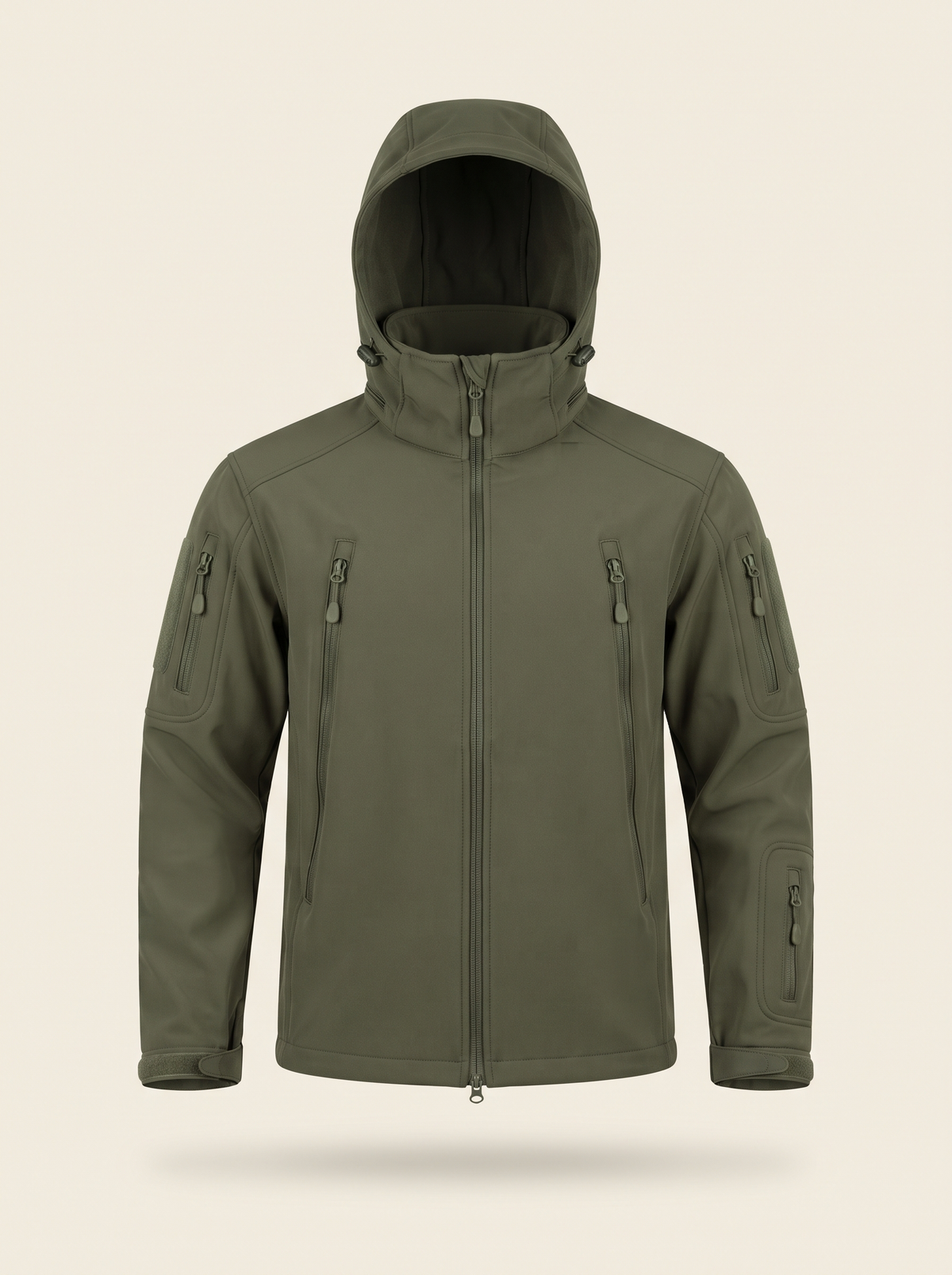 Fleece-Lined Softshell Jacket – Army Green – product view
