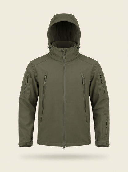 Fleece-Lined Softshell Jacket – Army Green – product view