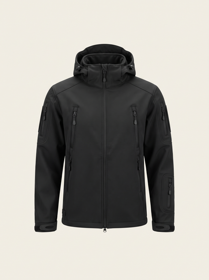 Fleece-Lined Softshell Jacket – Black – product view