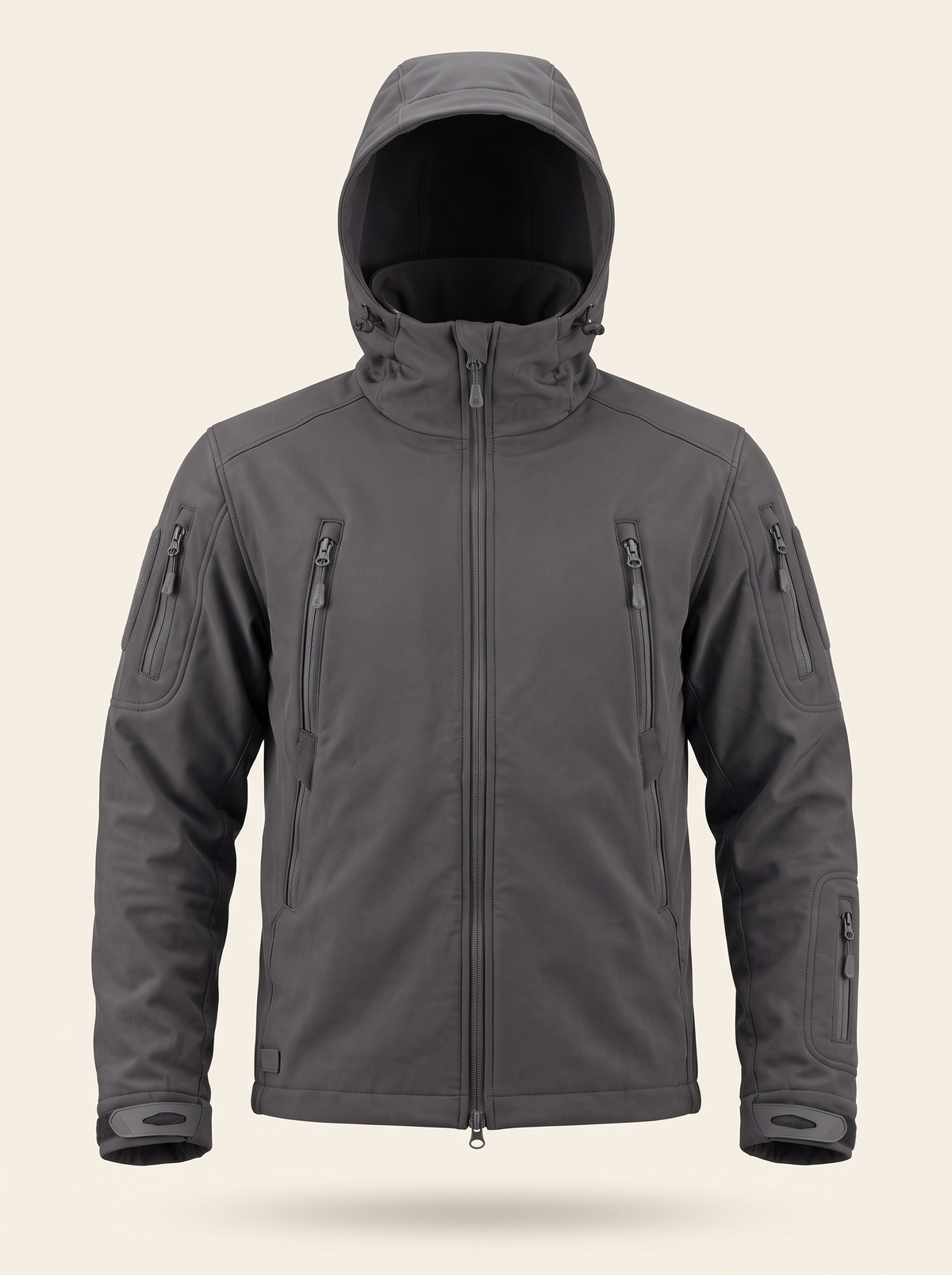 Fleece-Lined Softshell Jacket – Grey – product view