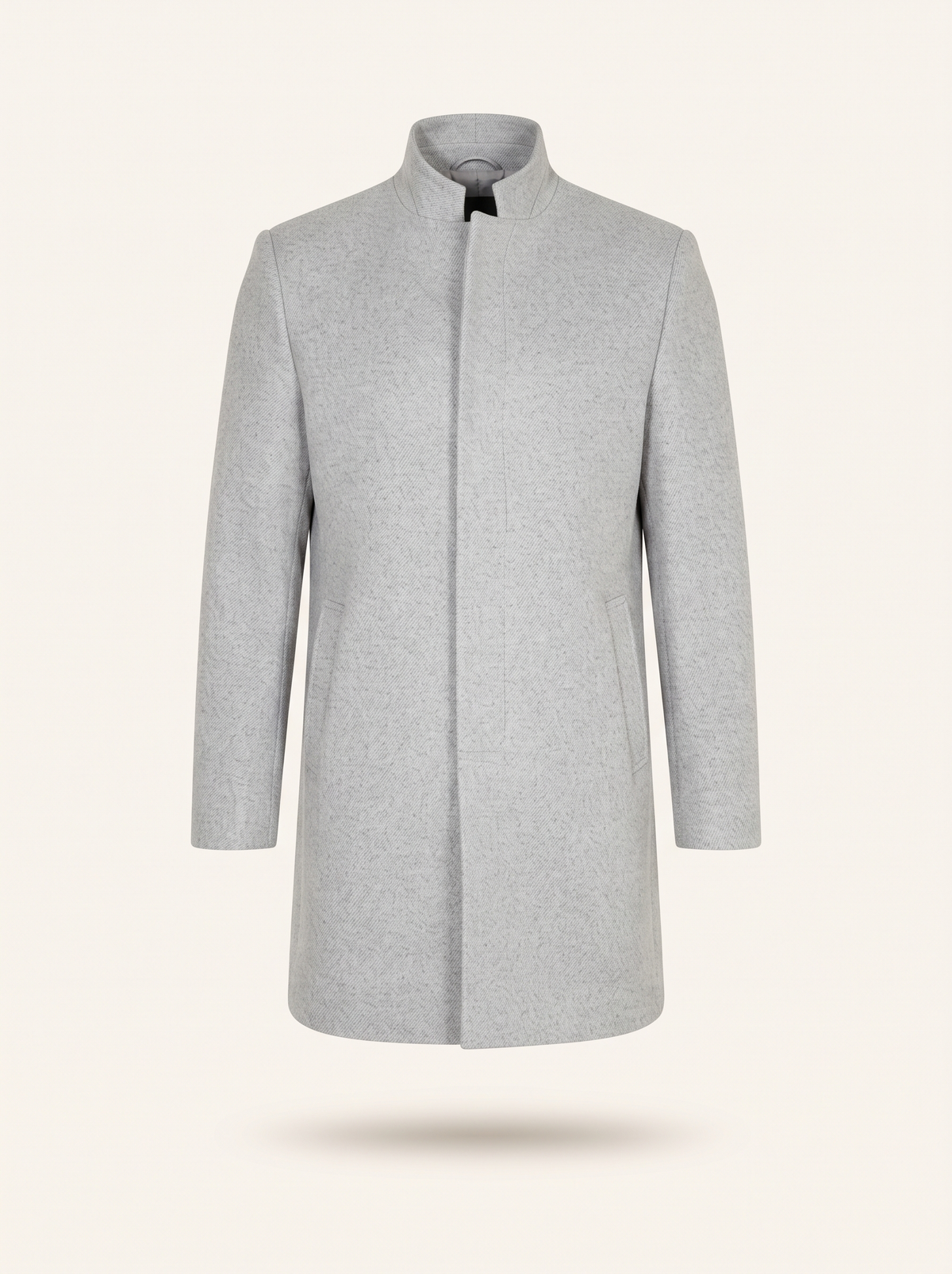 Slim-Fit Stand Collar Topcoat – Grey – product view