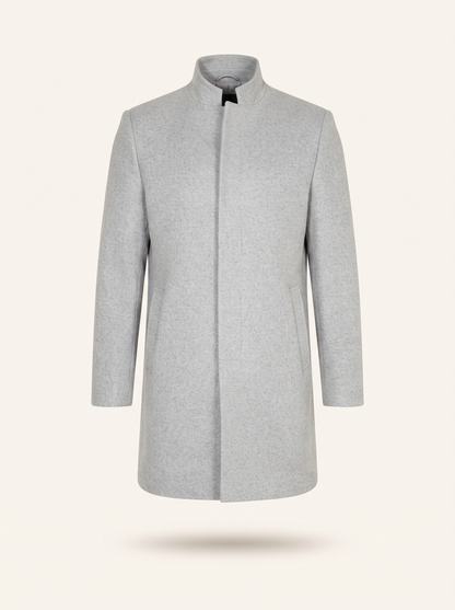 Slim-Fit Stand Collar Topcoat – Grey – product view