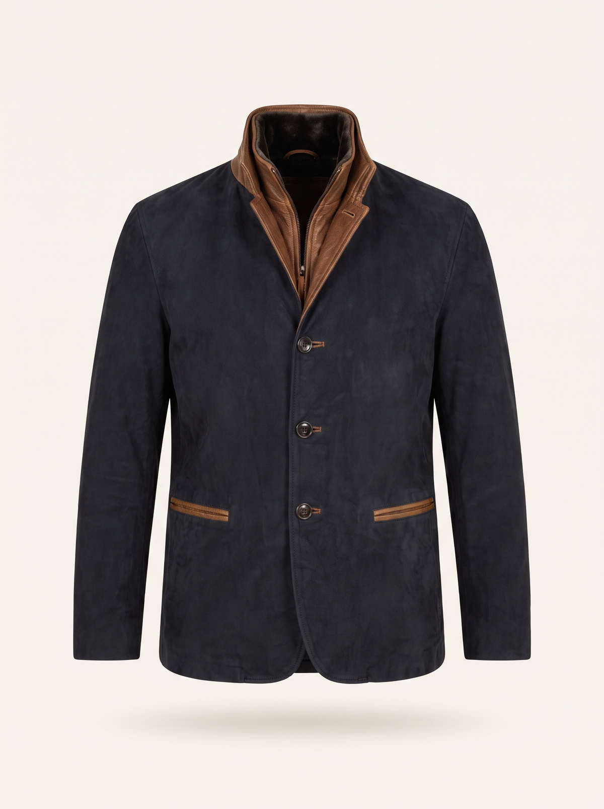 Suede-Effect Casual Jacket – Black – product view