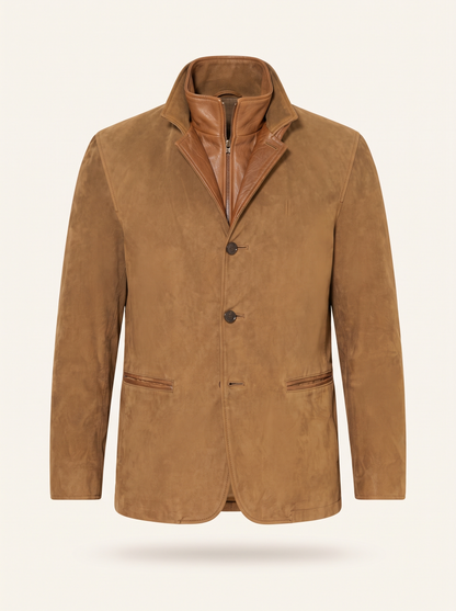 Suede-Effect Casual Jacket – Brown – product view