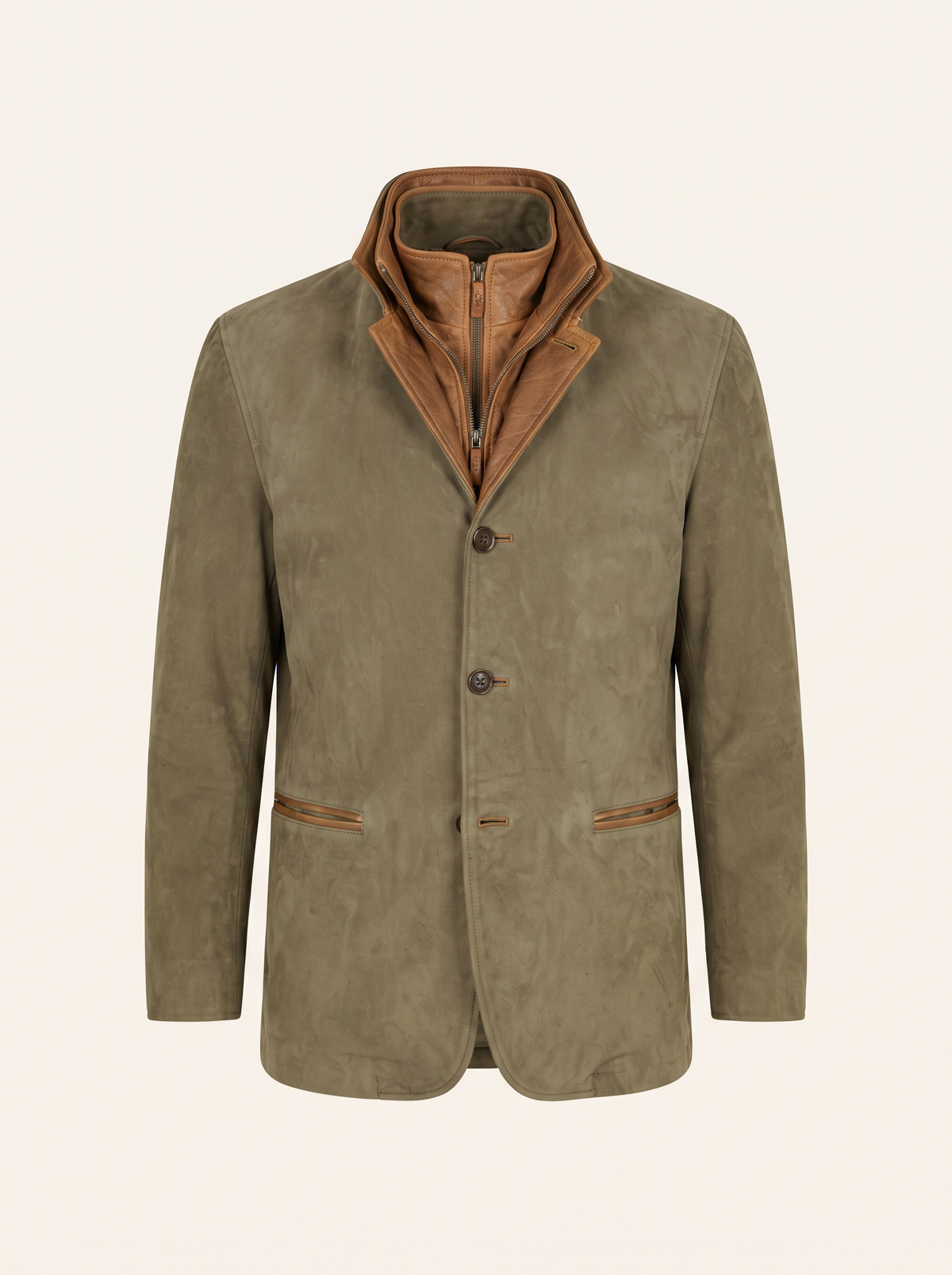 Suede-Effect Casual Jacket – Green – product view