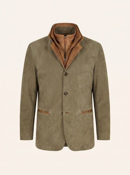 Suede-Effect Casual Jacket – Green – product view