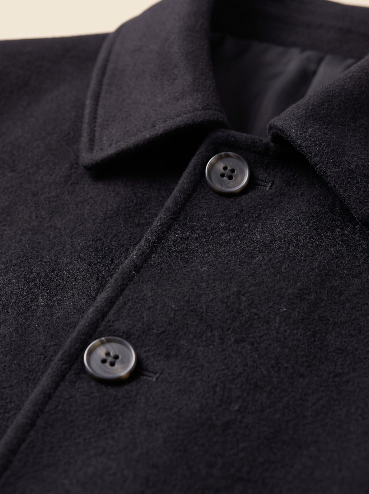 Men's Wool Blend Overcoat – Black – collar and wool-blend fabric detail