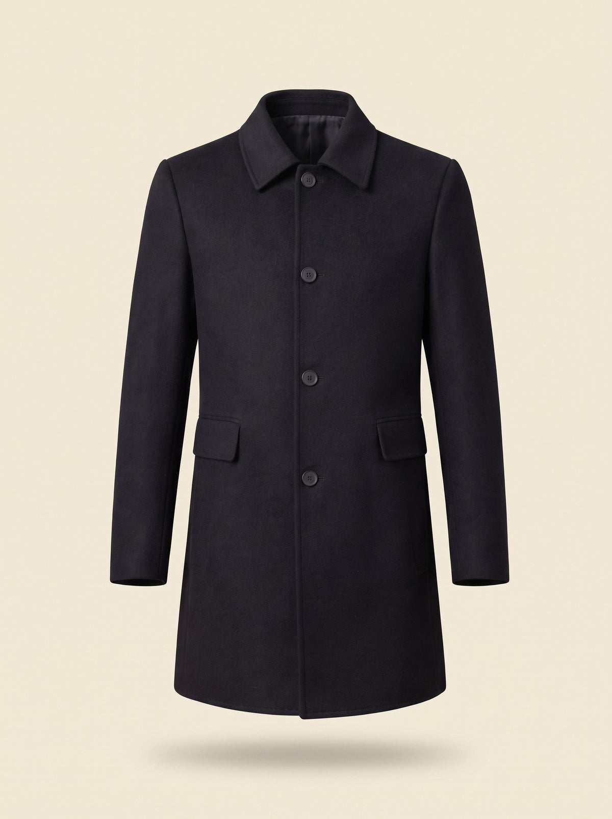 Men's Wool Blend Overcoat – Black – packshot