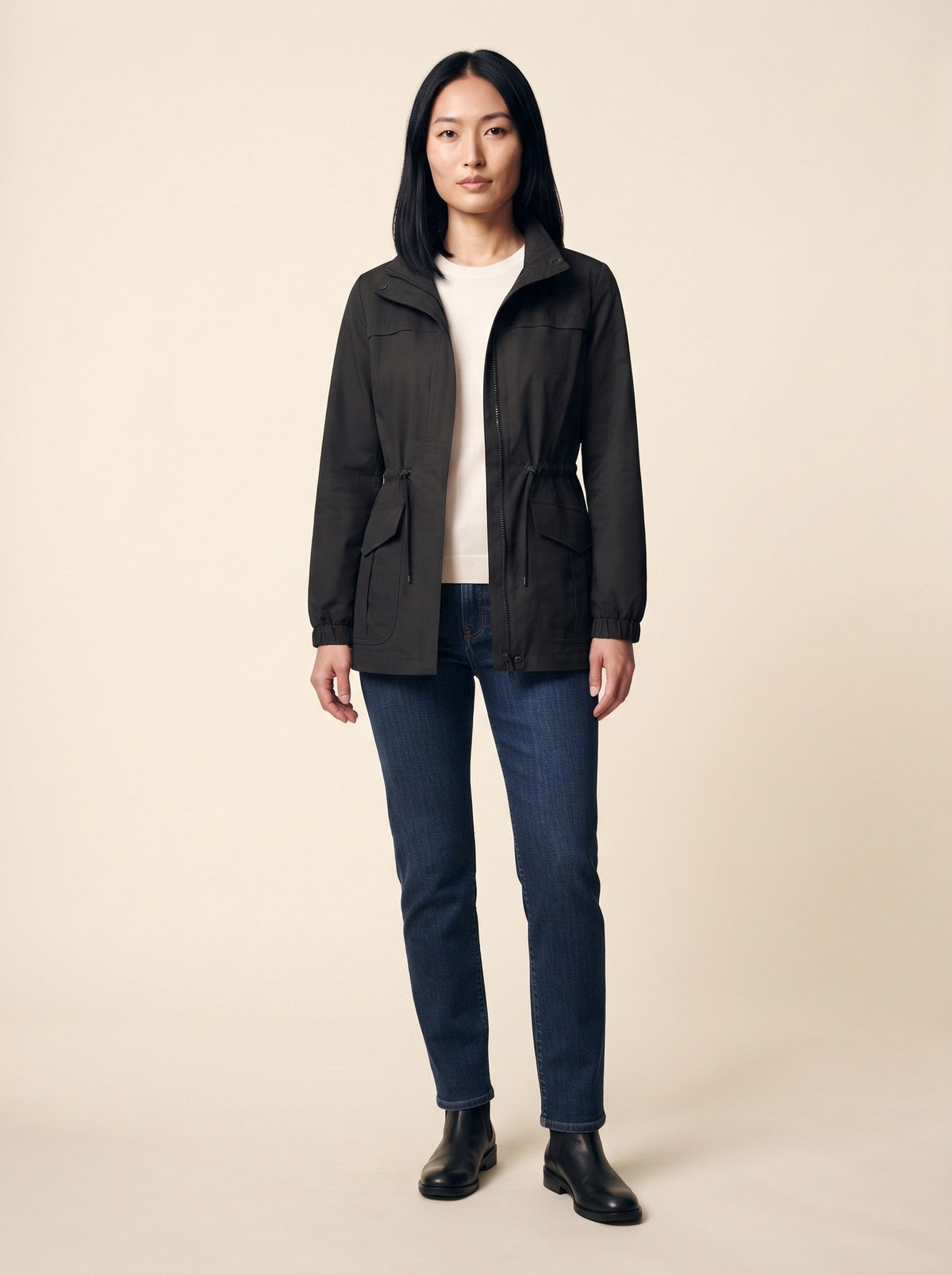 Women's Utility Jacket – Black – on model