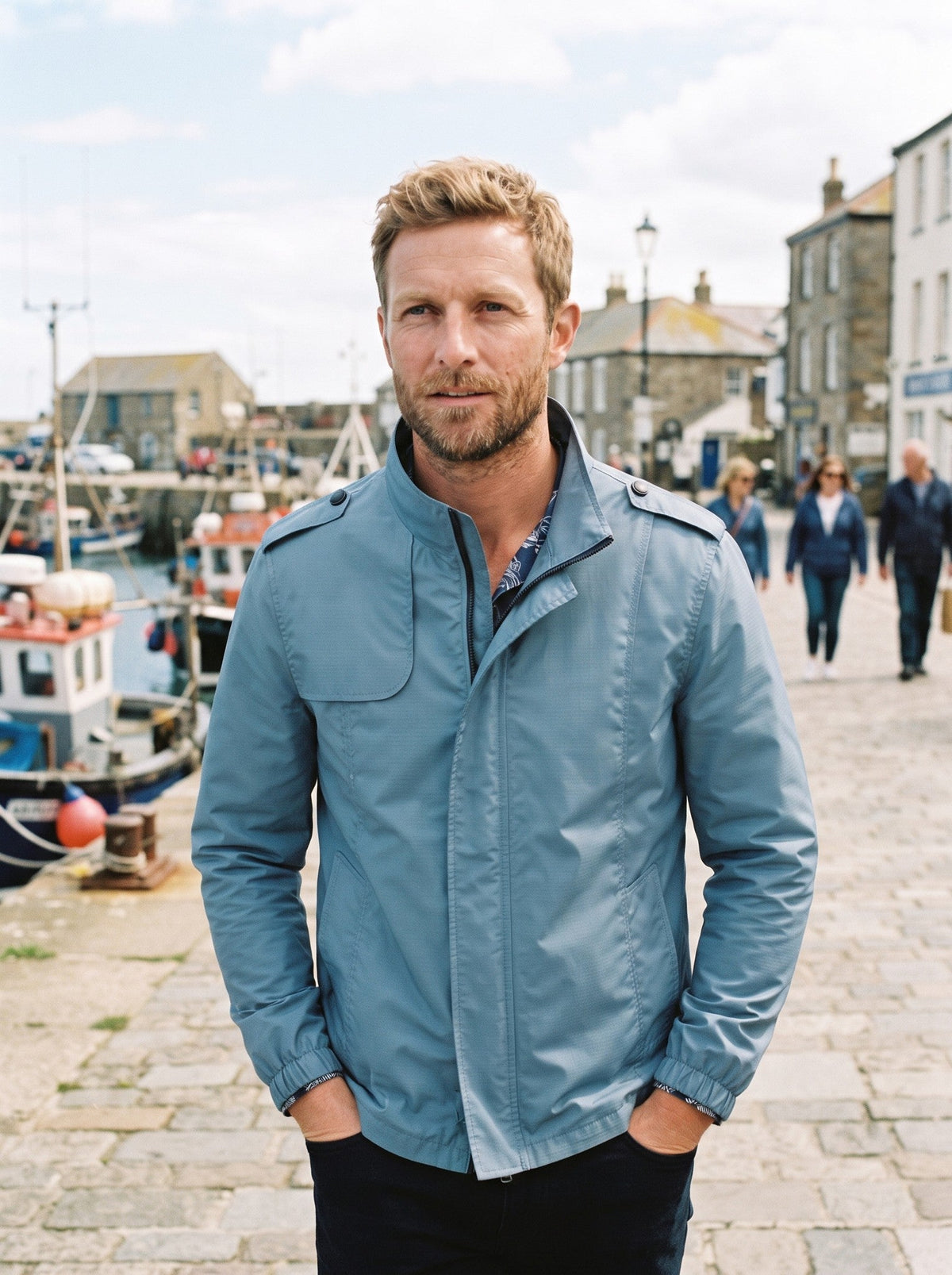 Men's Lightweight Windbreaker Jacket – Light Blue – lifestyle