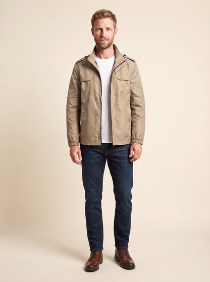 Men's Lightweight Windbreaker Jacket – Khaki – on model