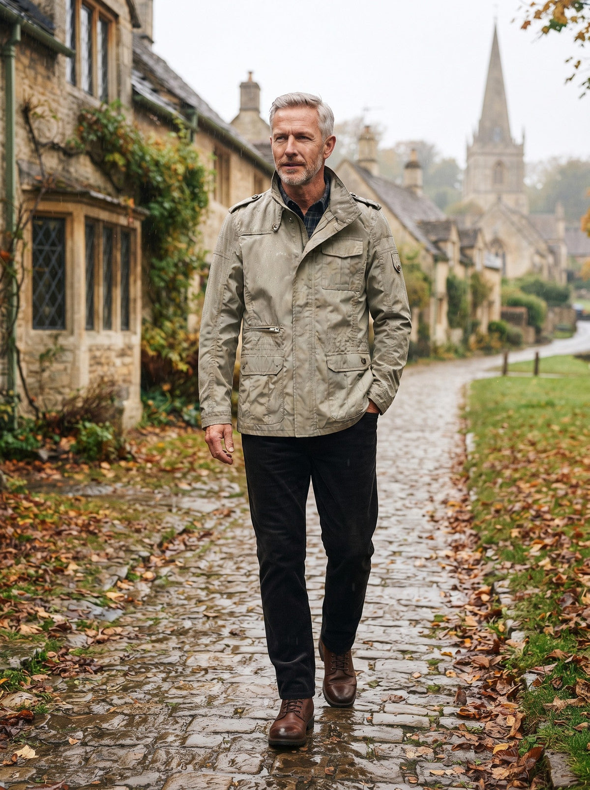Men's Classic Windbreaker Jacket – Khaki – lifestyle