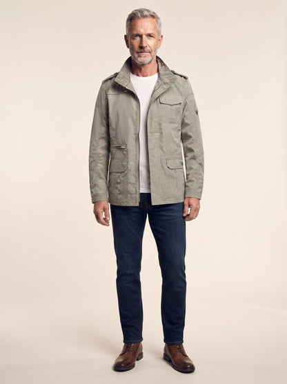 Men's Classic Windbreaker Jacket – Khaki – on model