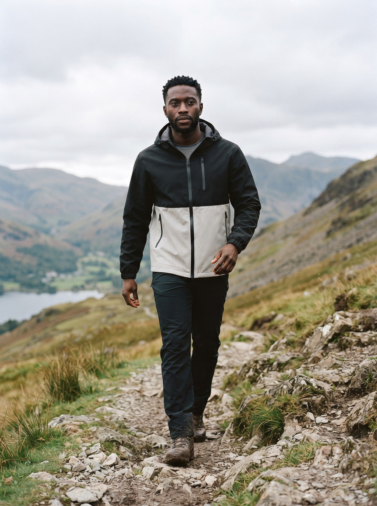 Men's Colour Block Hooded Jacket – Light Grey – lifestyle