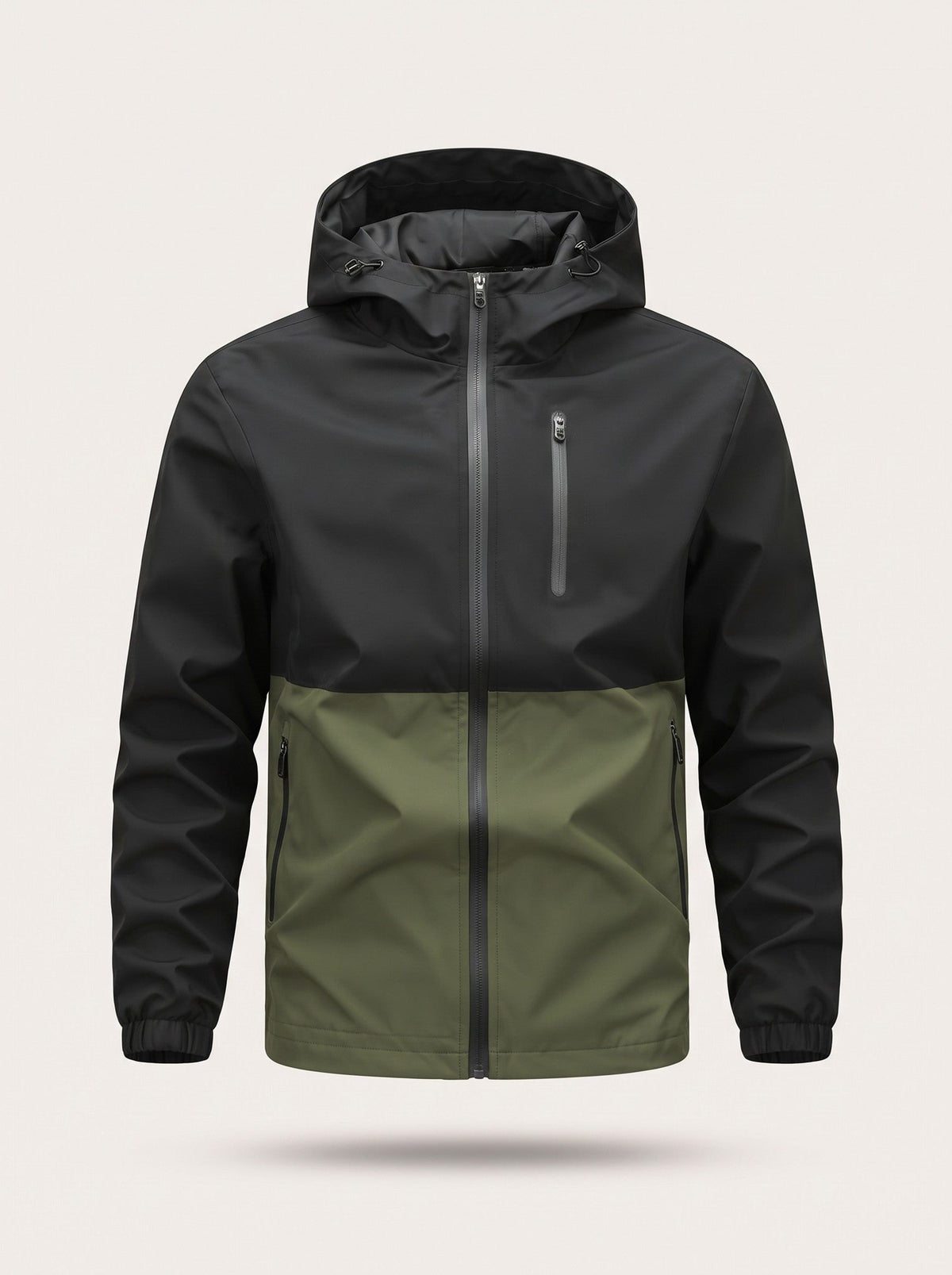 Men's Colour Block Hooded Jacket – Green – packshot