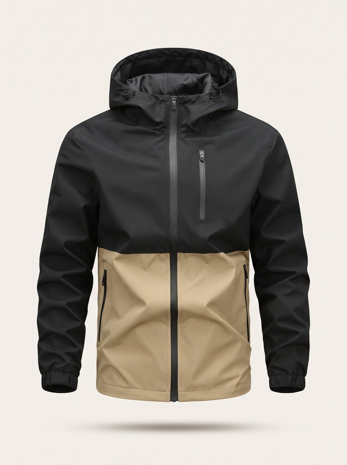 Men's Colour Block Hooded Jacket – Khaki – packshot