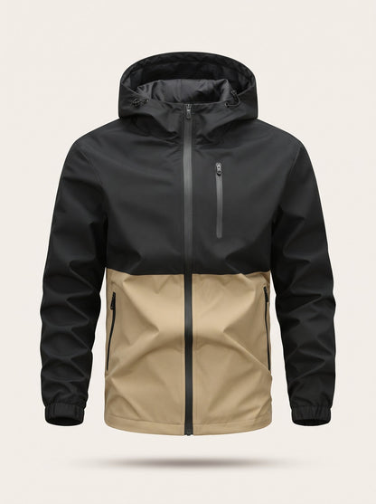 Men's Colour Block Hooded Jacket – Khaki – packshot