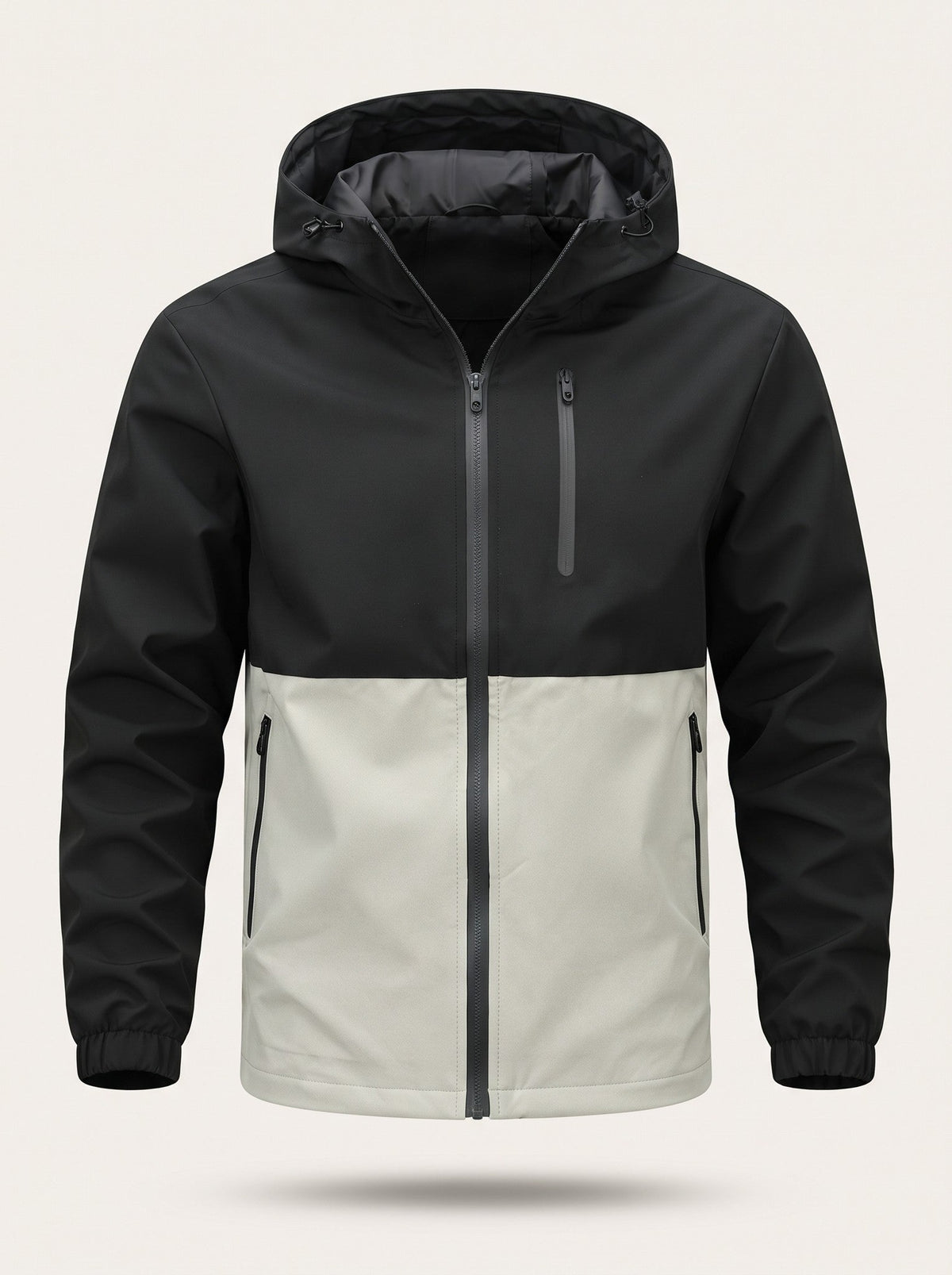 Men's Colour Block Hooded Jacket – Light Grey – packshot