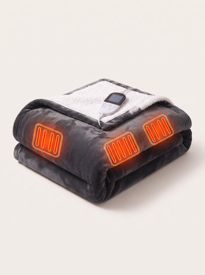 Sherpa Heated Throw Blanket – heating on