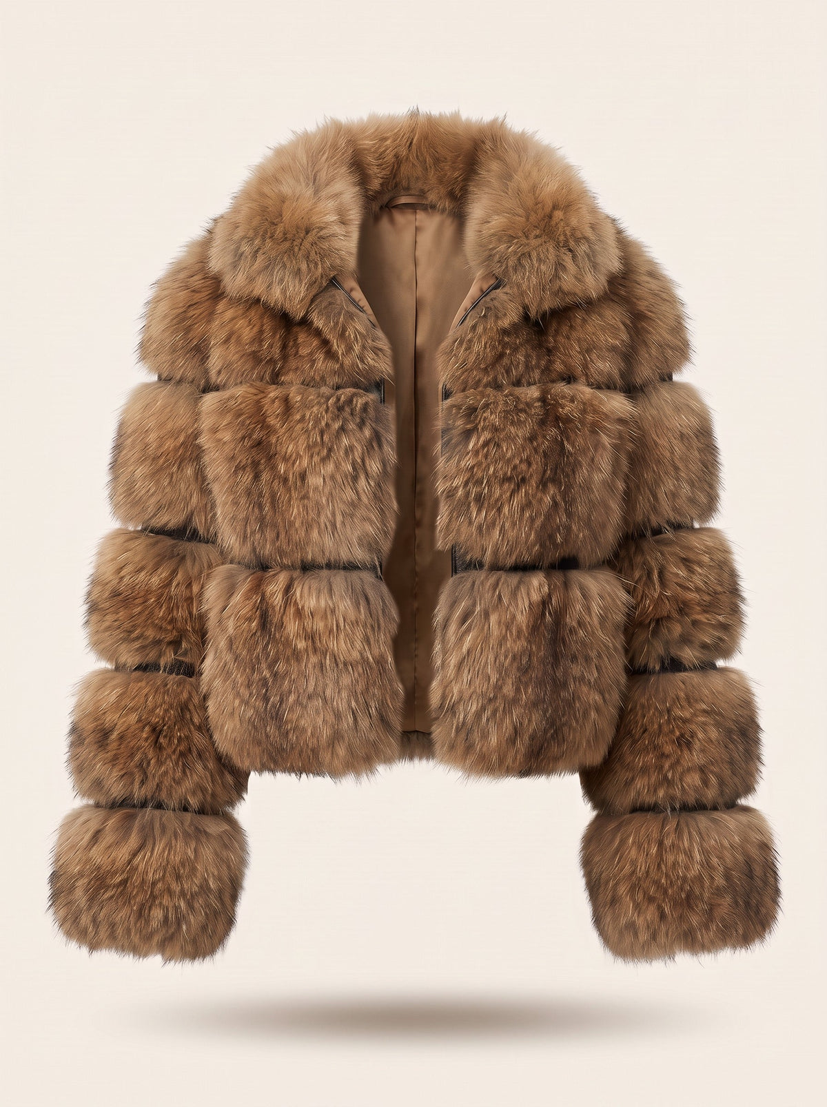 Women's Oversized Faux Fur Jacket – Brown – front packshot