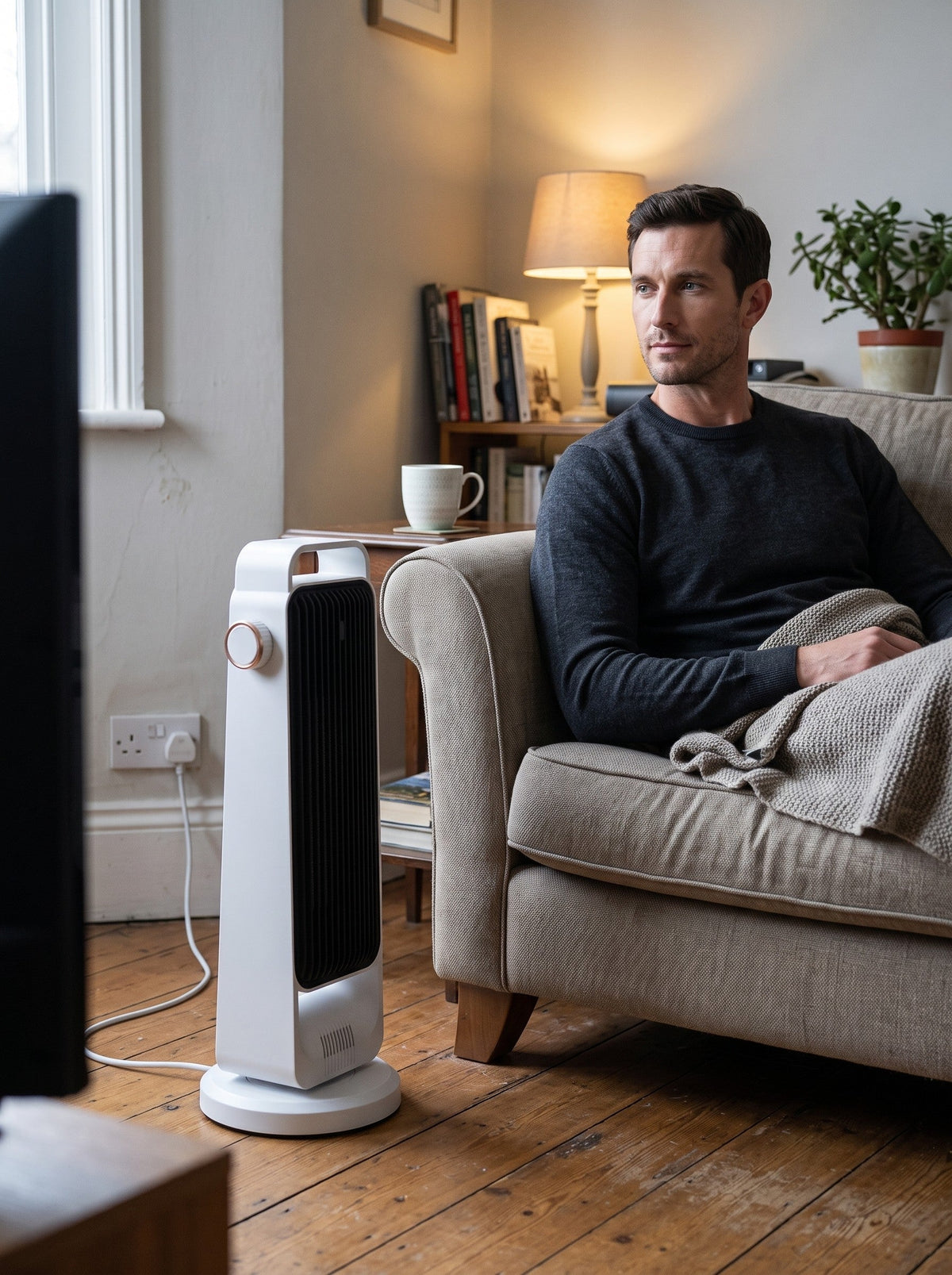 Ceramic Tower Heater 2000 W – White – lifestyle