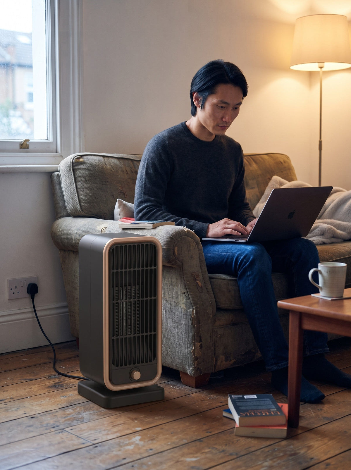 Small Ceramic Heater 500 W – Black/Gold – lifestyle
