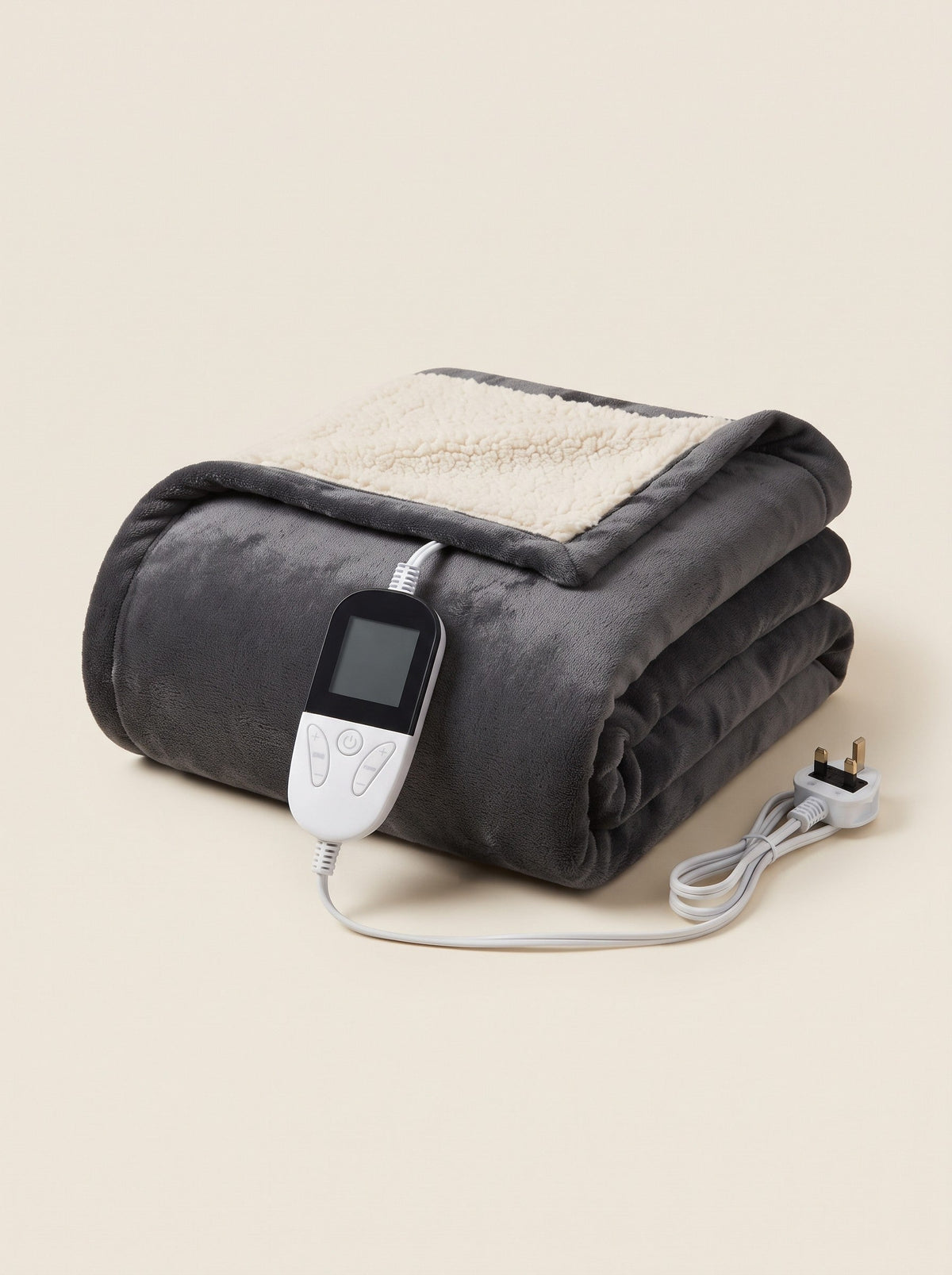 Sherpa Heated Throw Blanket – Dark Grey – packshot