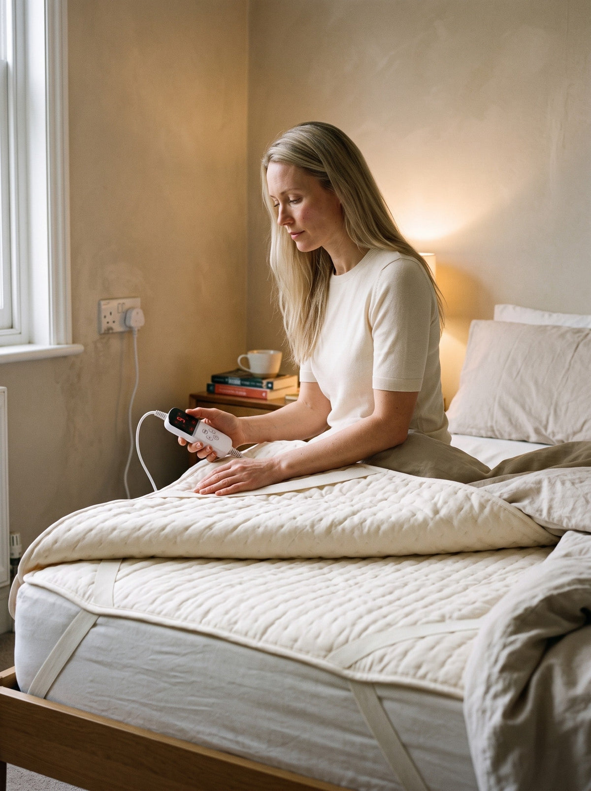 Heated Mattress Topper – Cream – lifestyle