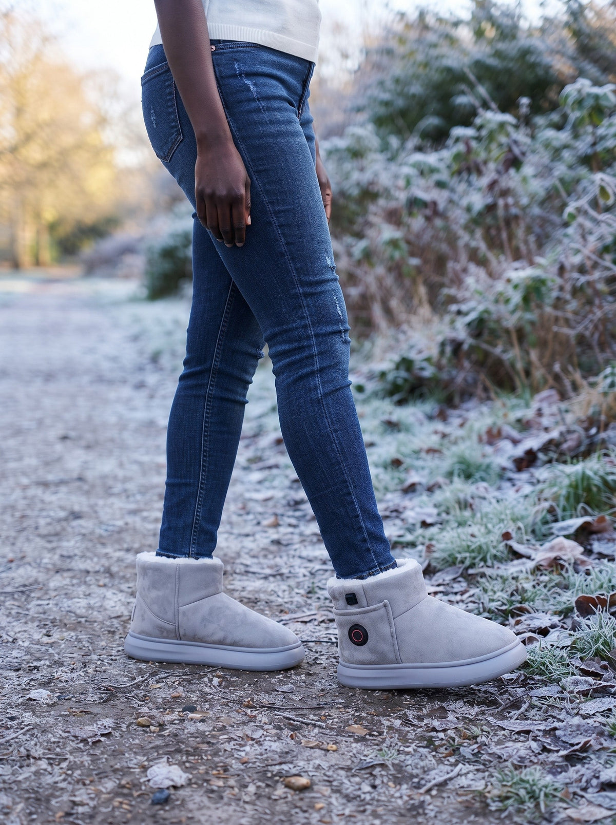 Women's Heated Boots – Grey – lifestyle