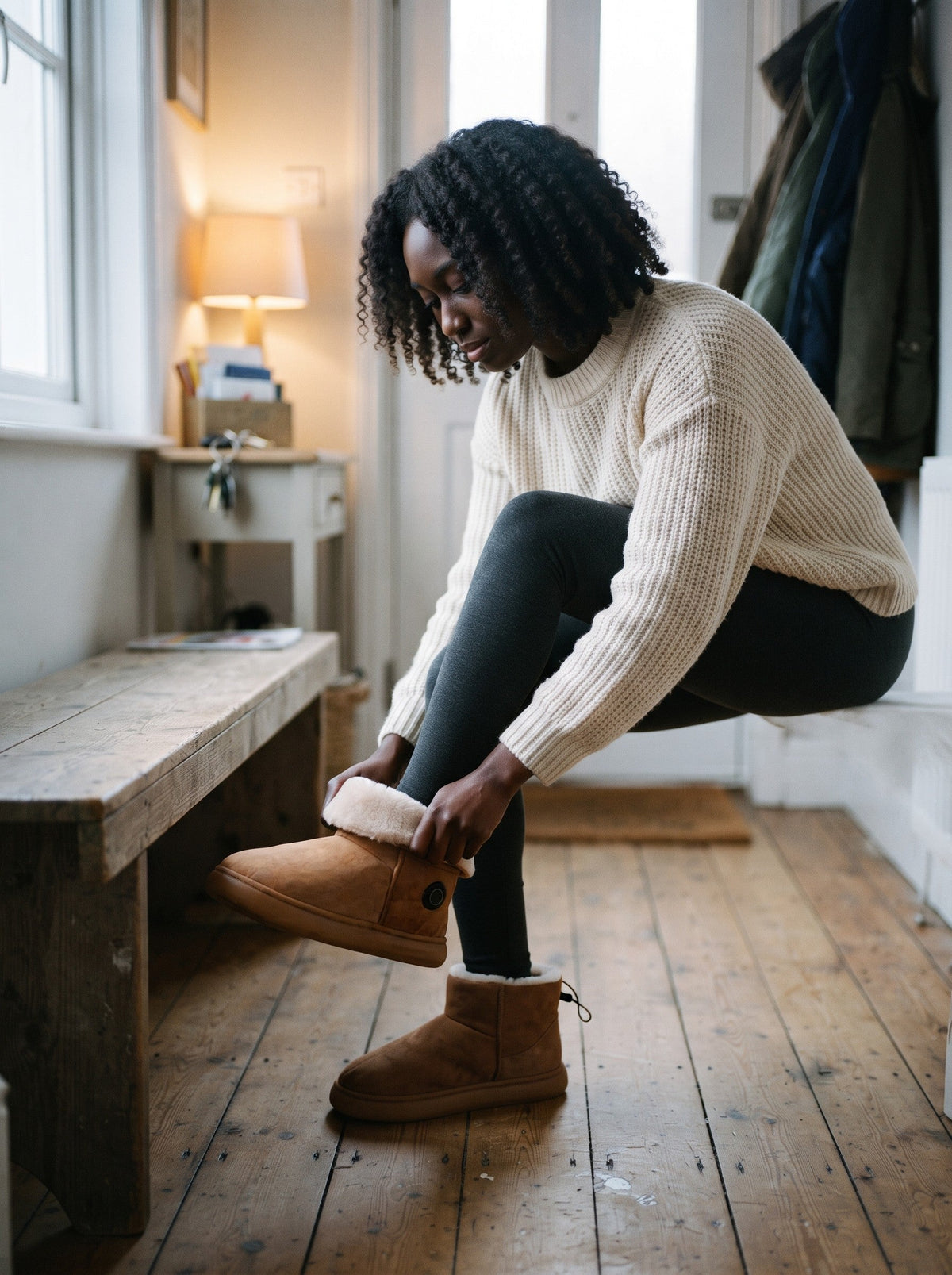 Women's Heated Boots – Camel – lifestyle